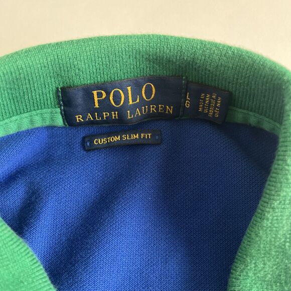 POLO Ralph Lauren MCMLXVII Crest Banner‎ Blue Polo Shirt Slim Fit Large Rugby - Picture 3 of 11